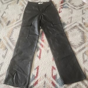 TGLA Vegan Leather Cargo Pants